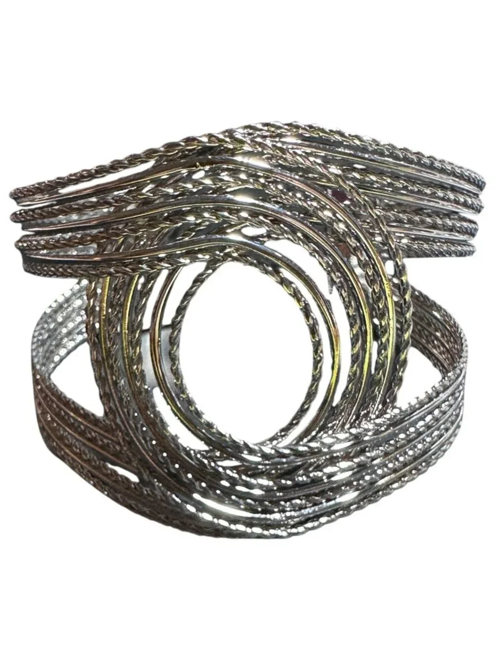 Chunky Cuff Bracelet Silver Tone Womens Costume Jewelry Boho Style NWOT